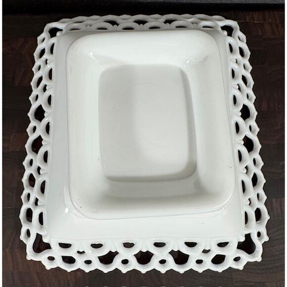 Antique Atterbury Milk Glass Low Footed Compote - Picture 4 of 8